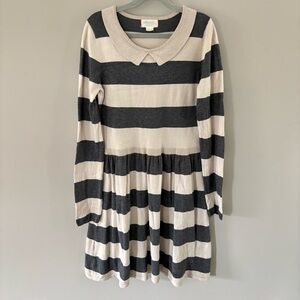 Johnnie B Gray and Cream Striped Girl’s Holiday Dress